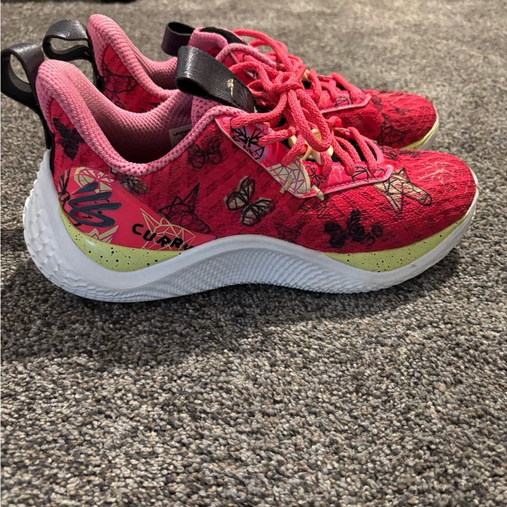 Under Armour Pink Girls' Athletic Sneakers with Lime Accents